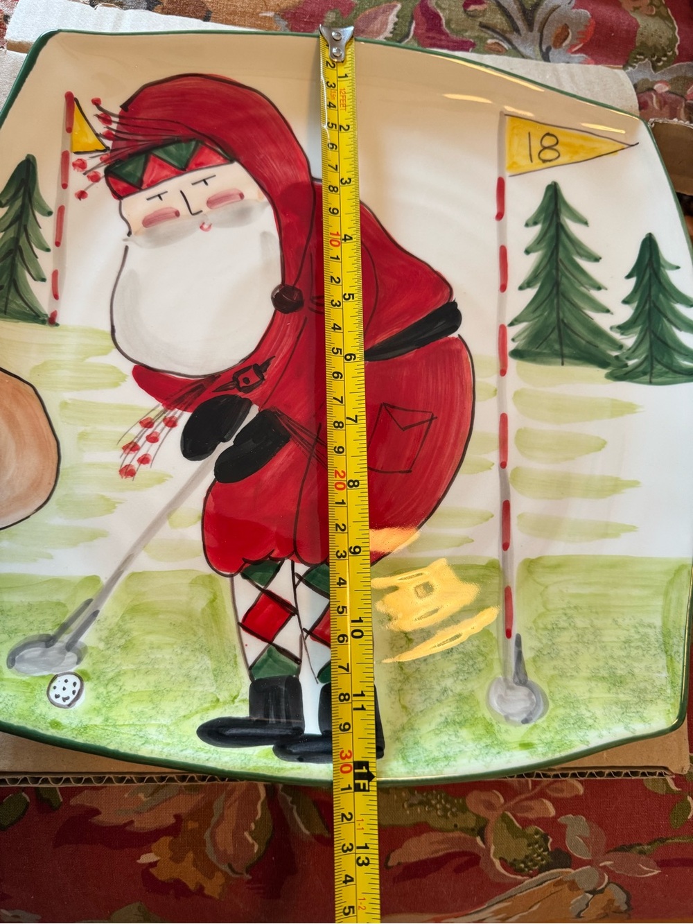 Vietri Red Santa Golfer Decorative Serving Plate - Picture 7 of 7